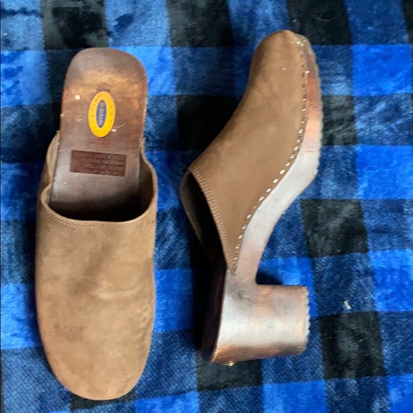 Dr Scholl’s Leather Upper Wood Bottom Sz 8 Clog - Picture 7 of 7